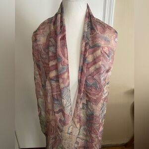 Women’s Italian Sheer Asymmetrical Polyester Scarf  approx. 62” x 14.5”